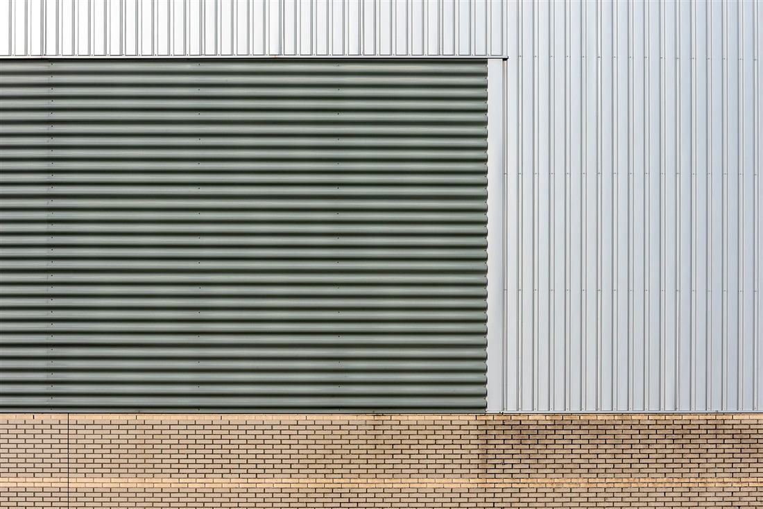 Close-up of insulated steel panel wall construction